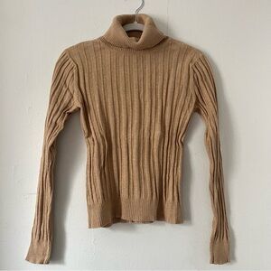 Vintage 90s beige turtleneck ribbed sweater